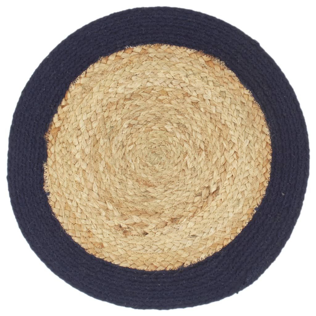 Tovagliette 4 pz Naturale e Blu Marino 38 cm in Juta e Cotone vidaXL