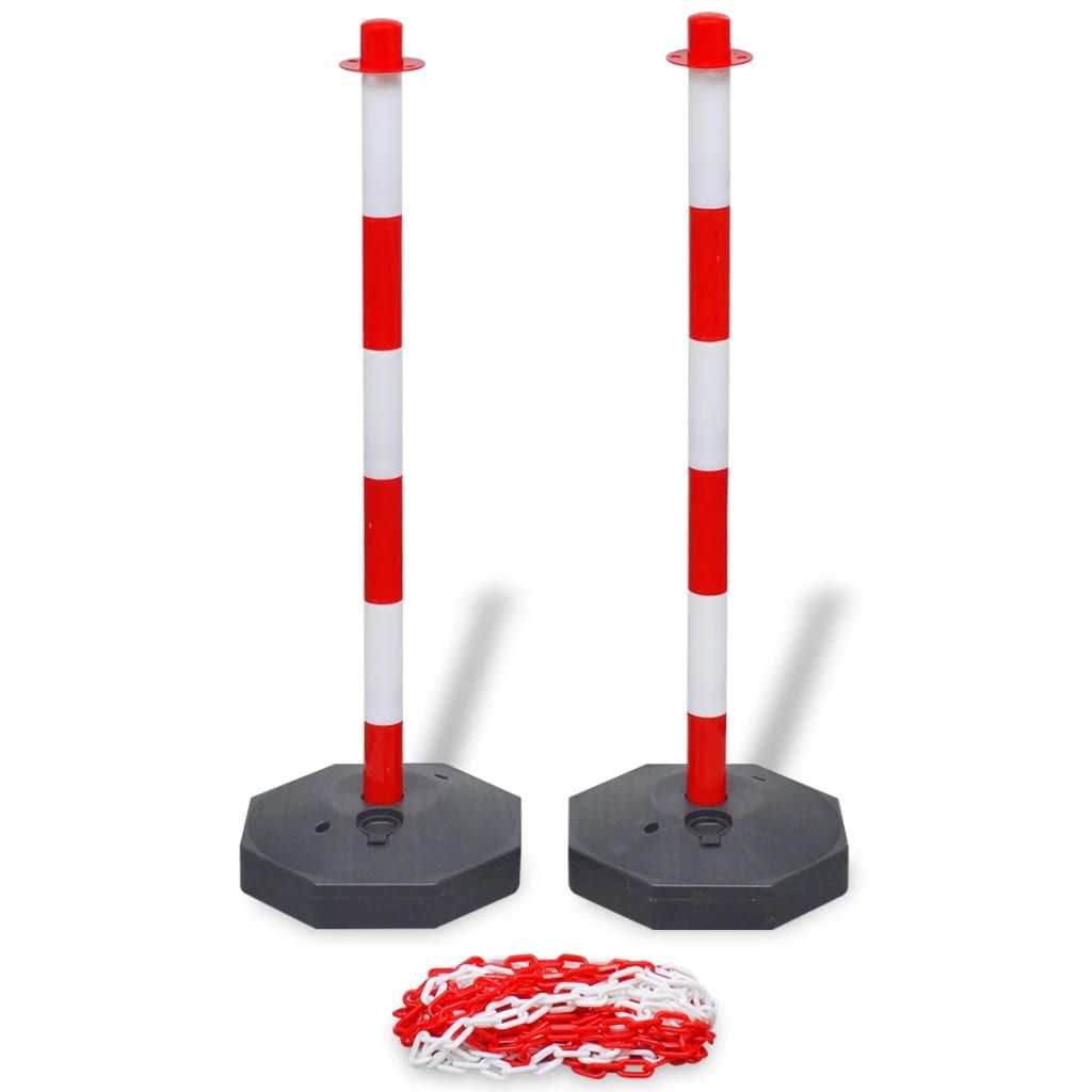 Set Stradale con 4 Pali e 2 Catene in Plastica 10 m Ciascuna vidaXL