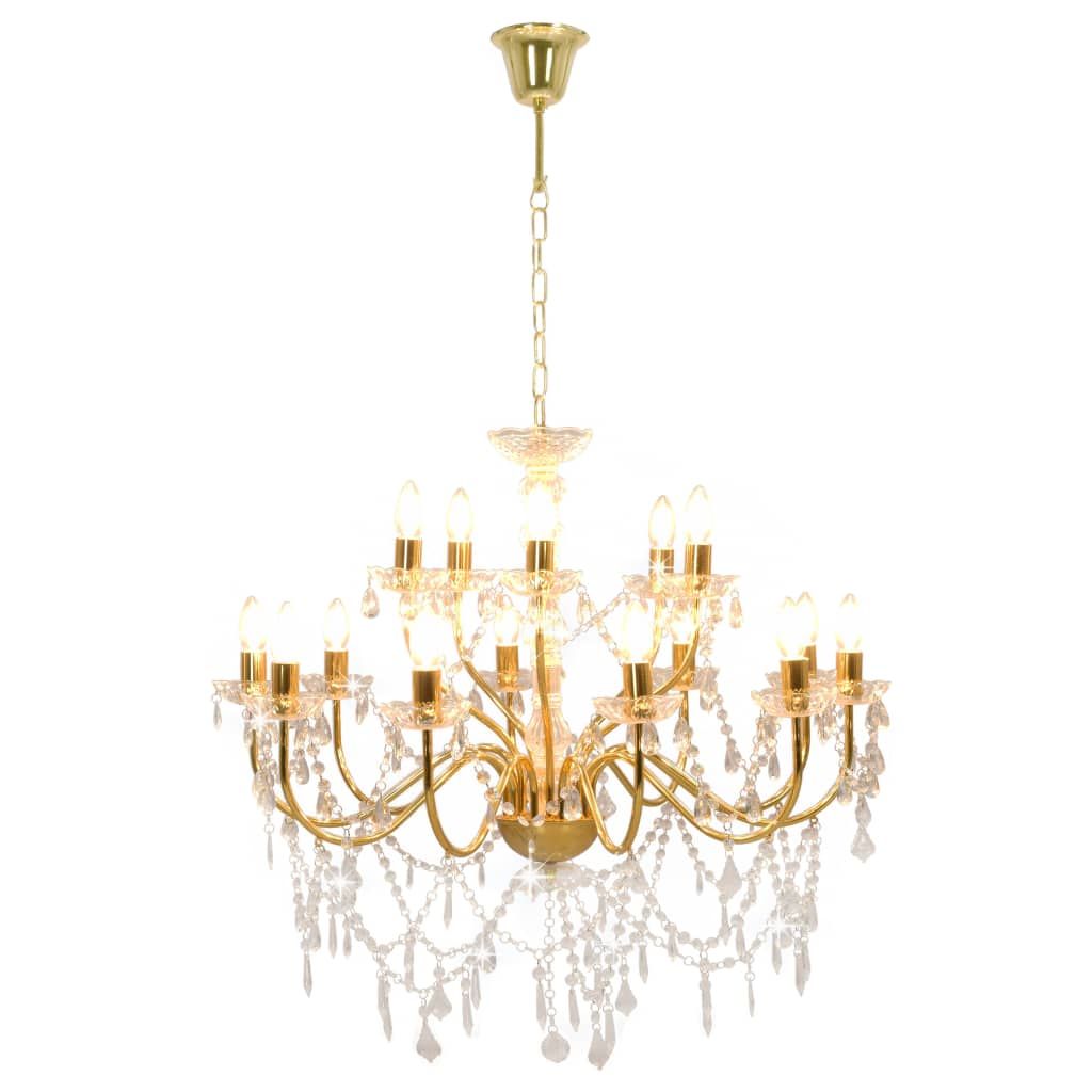 Lampadario a 2 Livelli Dorato 15 Lampadine E14 vidaXL
