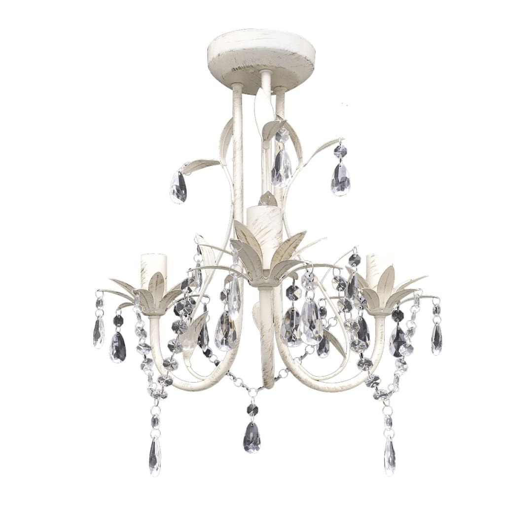 Lampadario con Pendenti in Cristallo 4 pz Bianco Elegante vidaXL