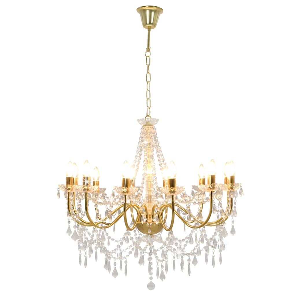 Lampadario con Perline Dorato 12 Lampadine E14 vidaXL