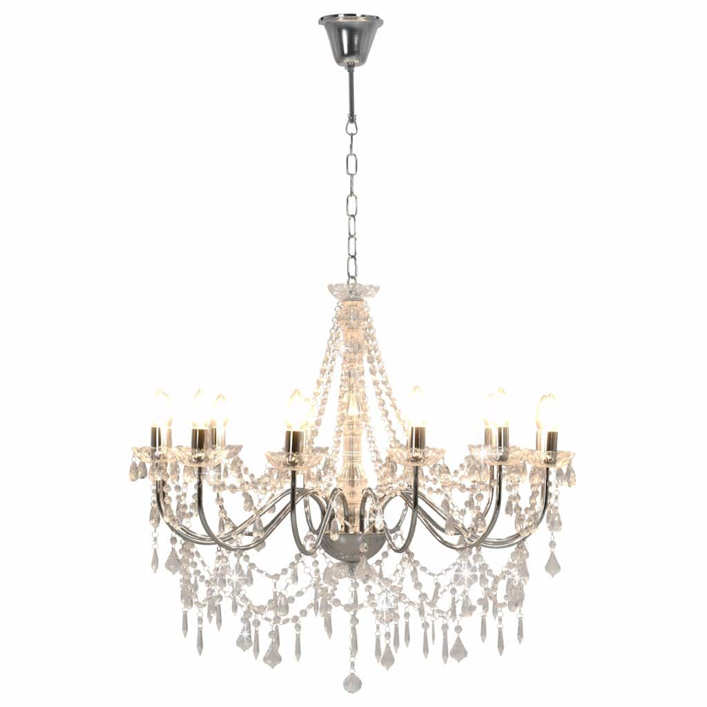 Lampadario con Perline Argento 12 Lampadine E14 vidaXL