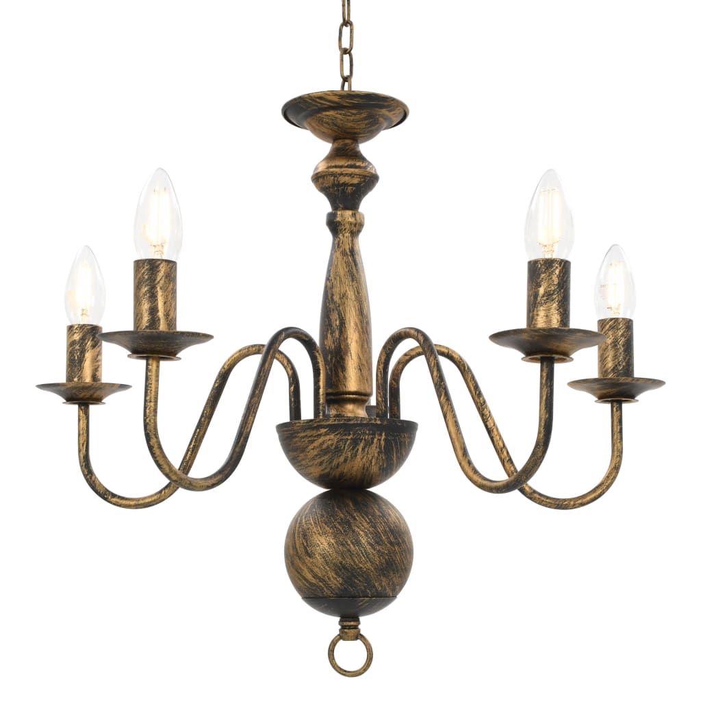 Candelabro Stile Anticato Nero 5 Lampadine E14 vidaXL