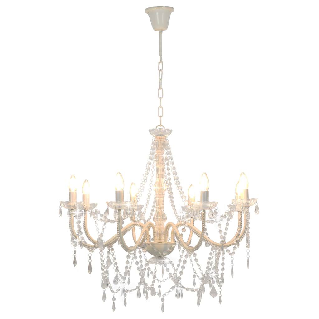 Lampadario con Perline Bianco 8 Lampadine E14 vidaXL