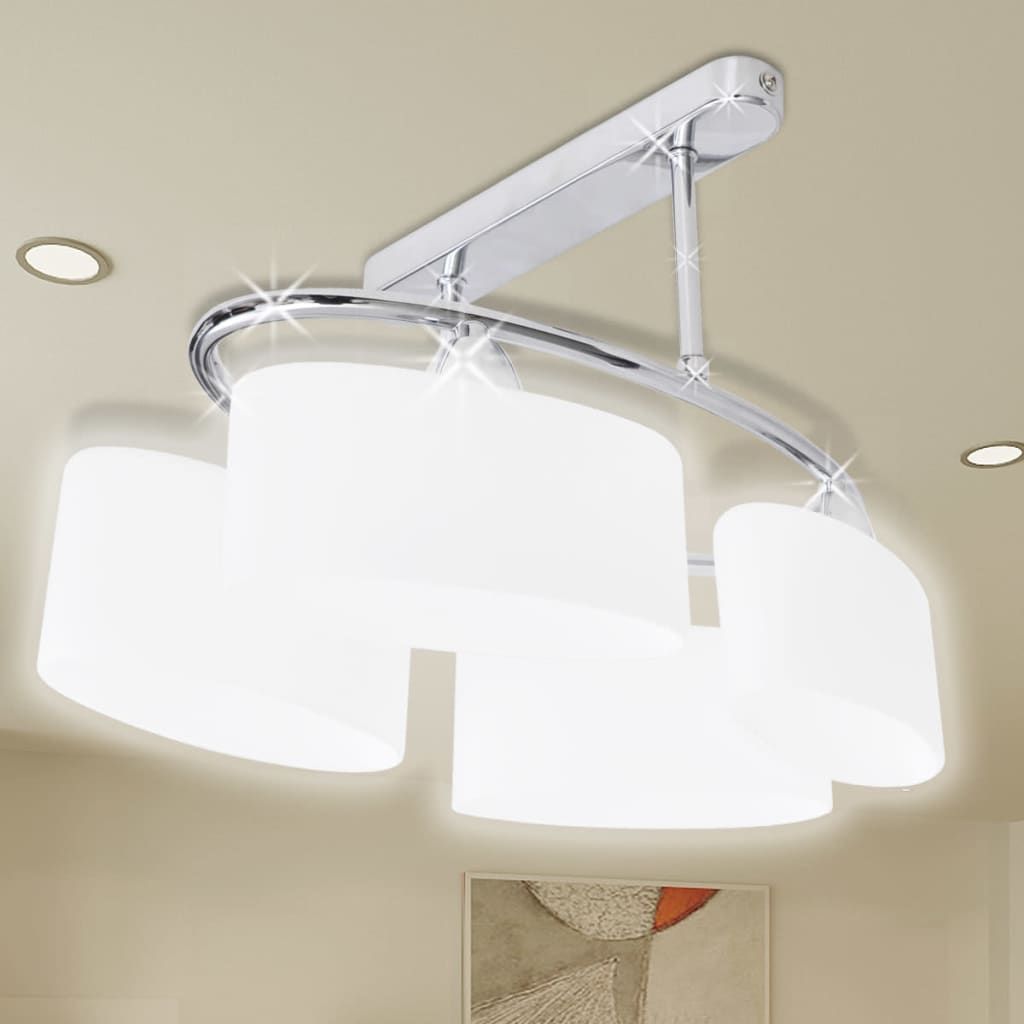 Lampada da Soffitto Ellissoidale Vetro Paralume 4 Lampadine E14 vidaXL