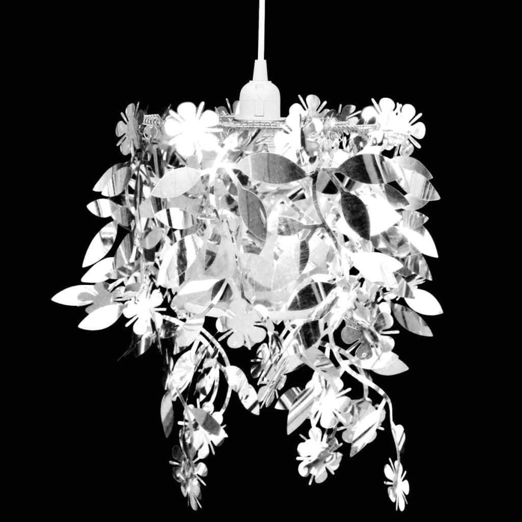 Lampadario da Soffitto Foglie e Paillette 21,5 x 30 cm Argento vidaXL