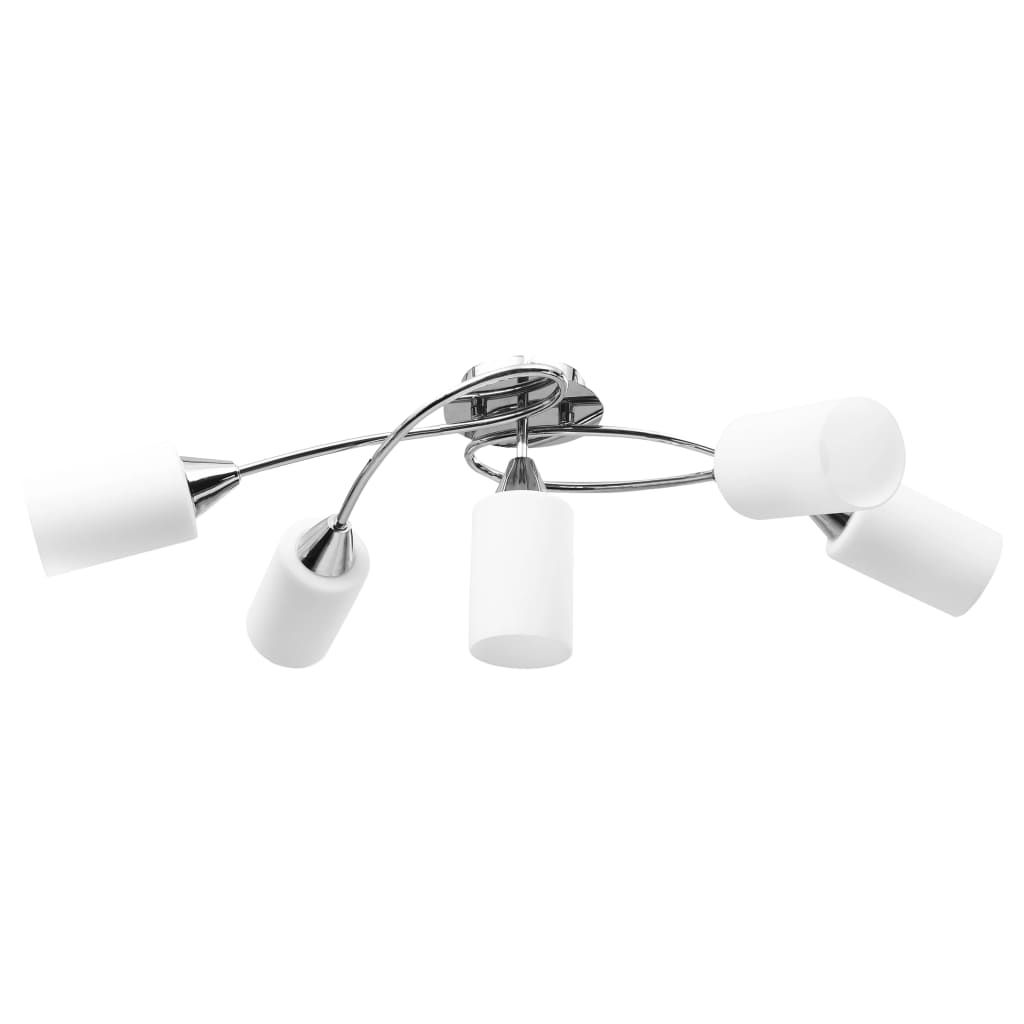 Lampadario Paralumi in Ceramica 5 Lampadine E14 Bianco a Cono vidaXL
