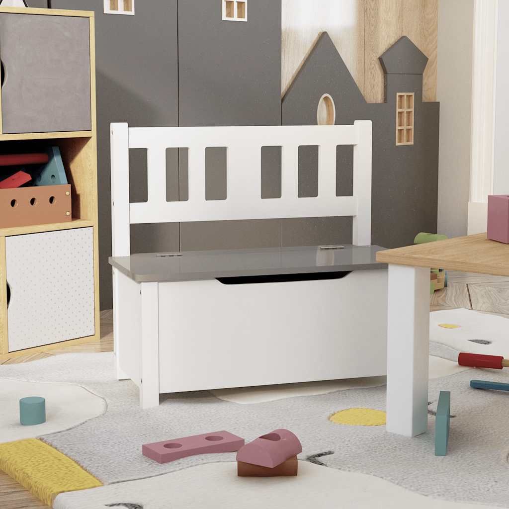 Cassapanca per Bambini Bianca e Grigia 60x30x55 cm in MDF vidaXL