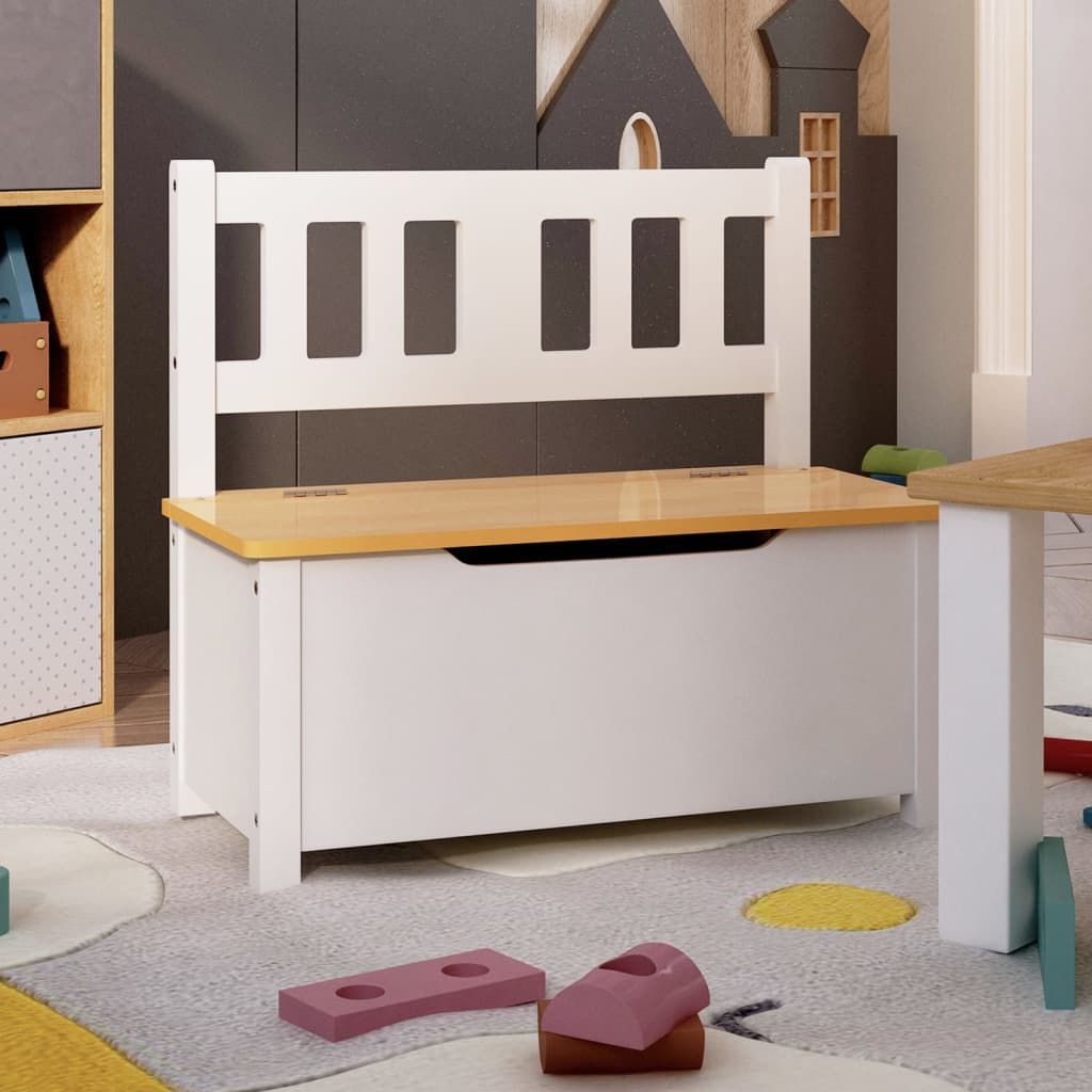 Cassapanca per Bambini Bianca e Beige 60x30x55 cm in MDF vidaXL