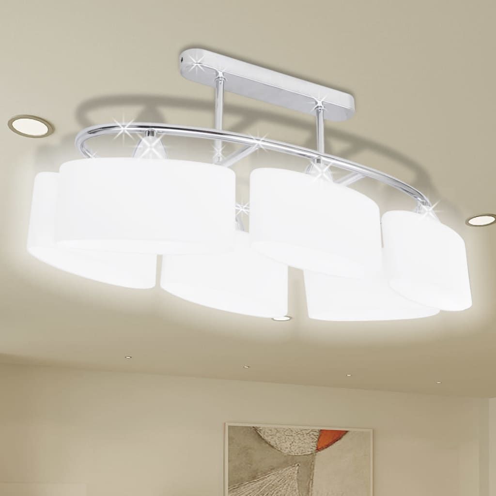 Lampada da Soffitto Paralume Ellissoidale Vetro 6 Lampadine E14 vidaXL