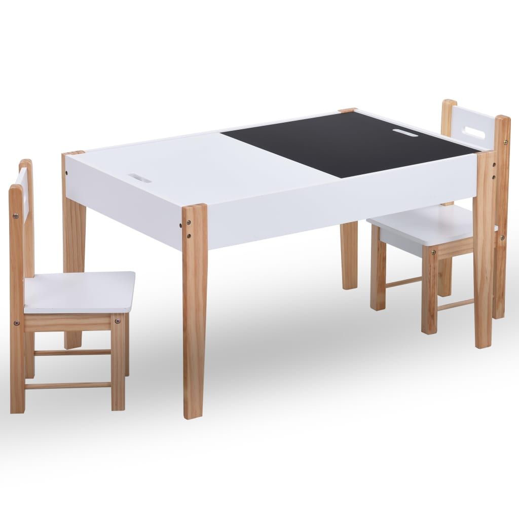 Set Sedie e Tavolo Lavagna per Bambini 3 pz Nero e Bianco vidaXL