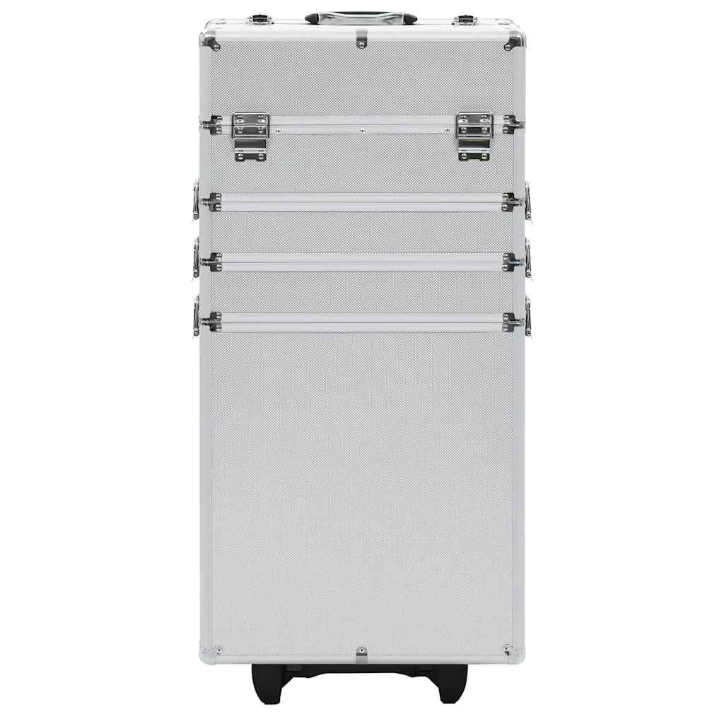 Valigia Trolley per Cosmetici in Alluminio Argento vidaXL