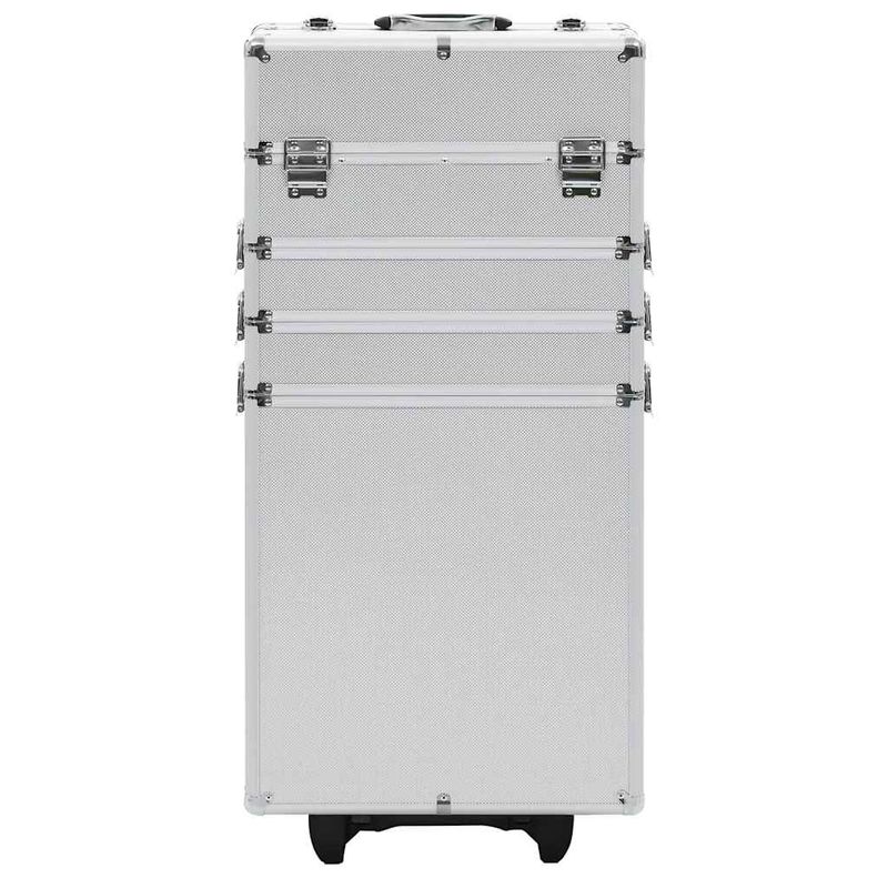 Valigia Trolley per Cosmetici in Alluminio Argento vidaXL