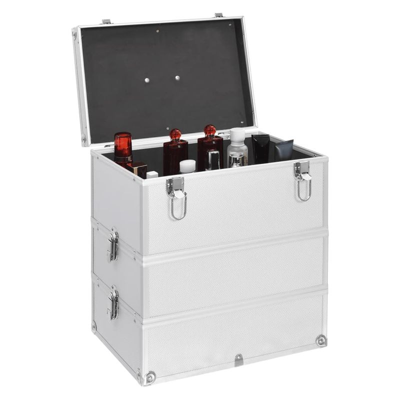 Valigia per Cosmetici 37x24x40 cm Argento in Alluminio vidaXL