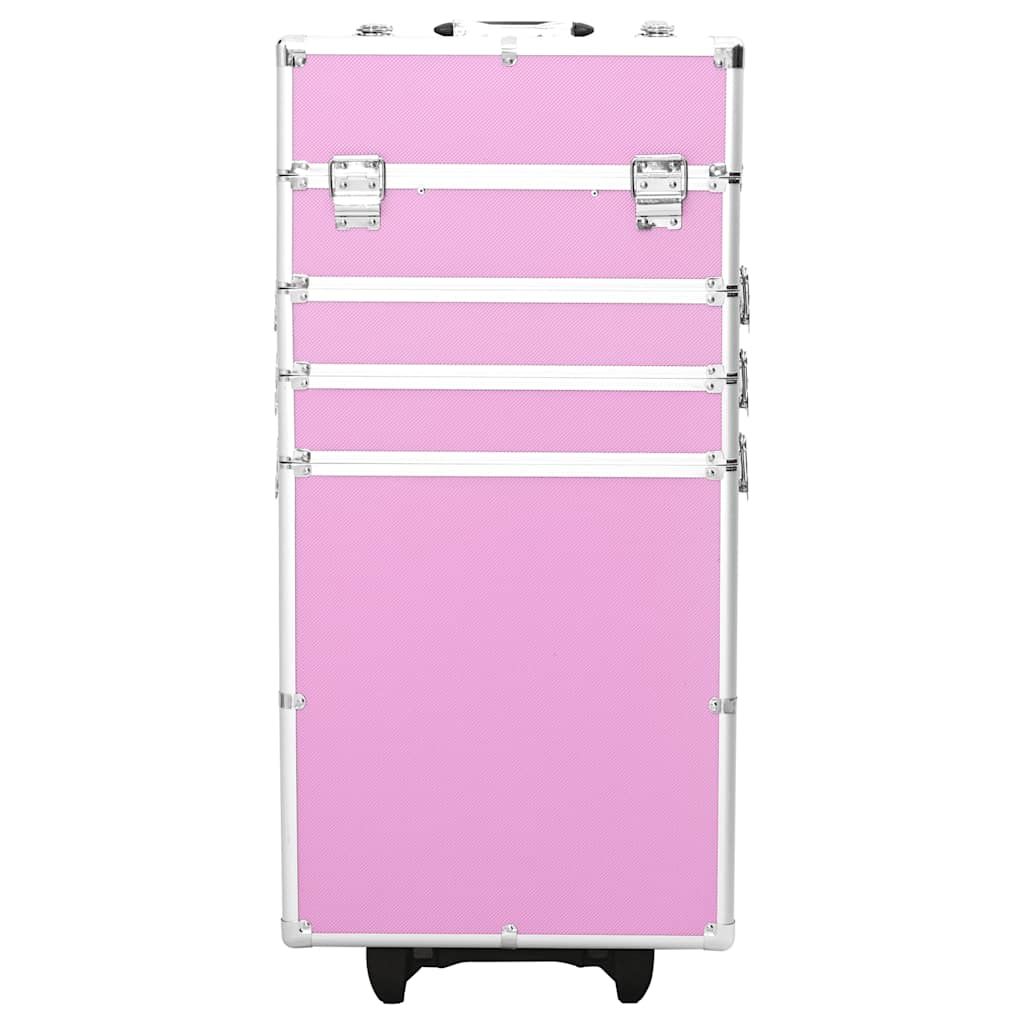 Valigia Trolley per Cosmetici Alluminio Rosa vidaXL