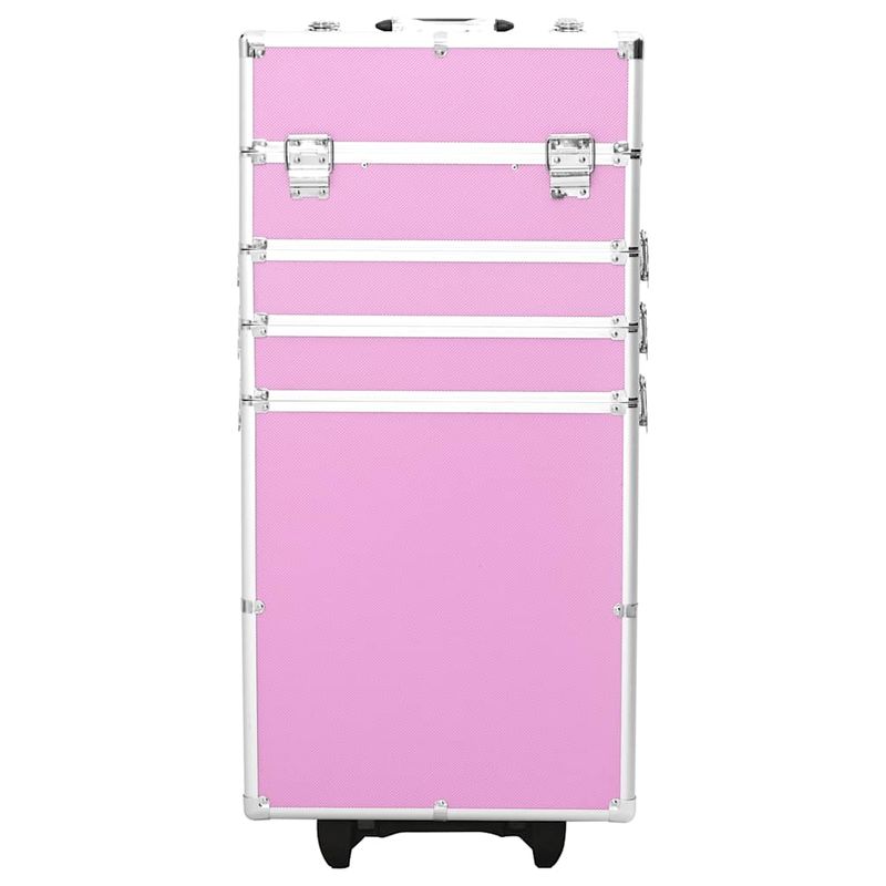 Valigia Trolley per Cosmetici Alluminio Rosa vidaXL