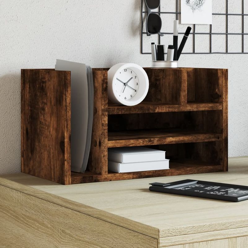 Organizer Scrivania Rovere Fumo 44,5x24x25cm Legno Multistrato vidaXL
