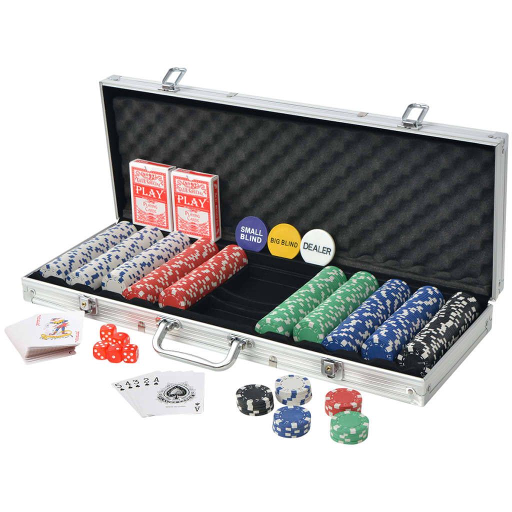 Set da Poker con 500 Chips Alluminio vidaXL
