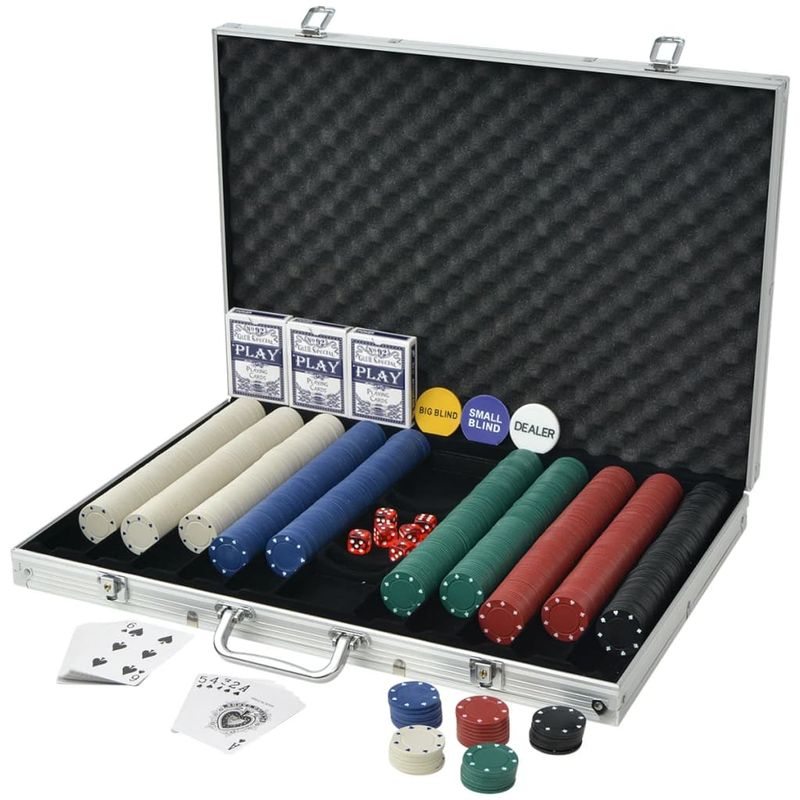 Set da Poker con 1000 Chips Alluminio vidaXL
