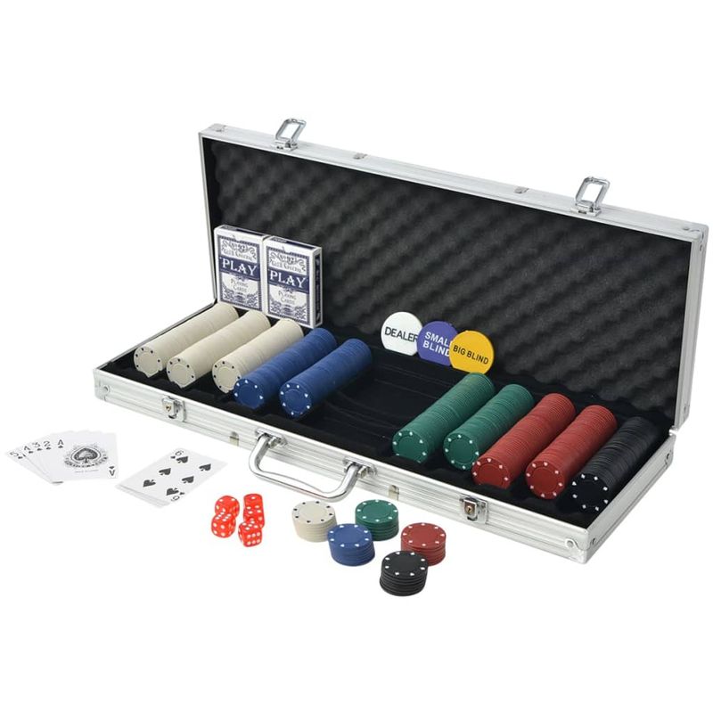 Set da Poker con 500 Chips Alluminio vidaXL