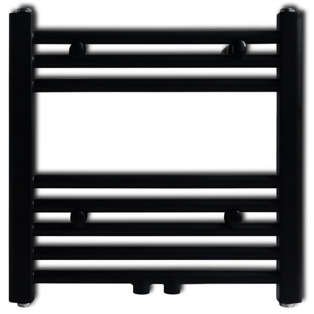 Radiatore Centrale Portasciugamano Dritto Nero 480 x 480 mm vidaXL