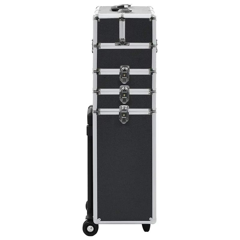 Valigia Trolley per Cosmetici in Alluminio Nero vidaXL