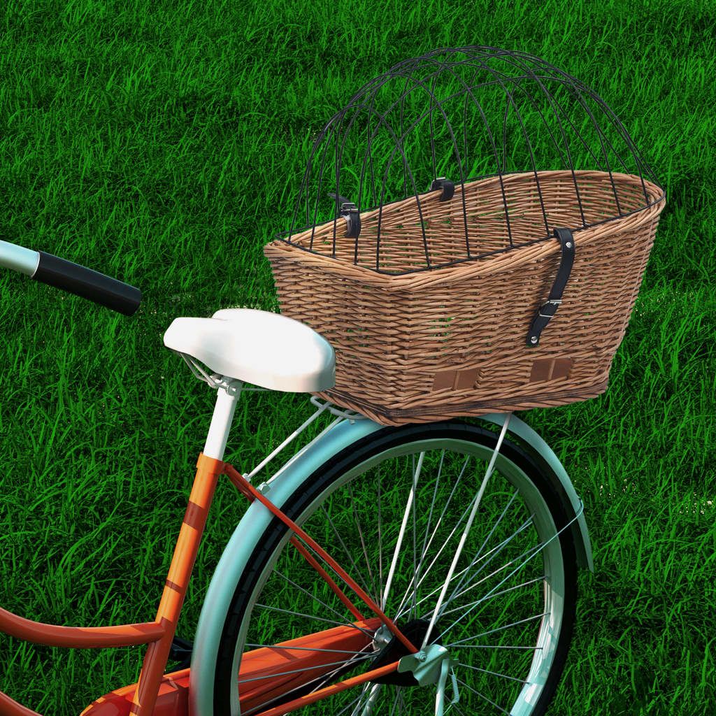 Cestino Posteriore Bici e Copertura 55x31x36cm Salice Naturale vidaXL