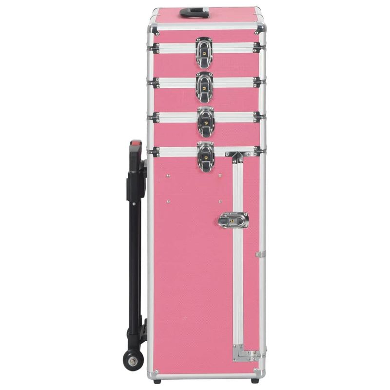Valigia Trolley per Cosmetici in Alluminio Rosa vidaXL