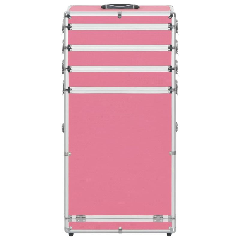 Valigia Trolley per Cosmetici in Alluminio Rosa vidaXL