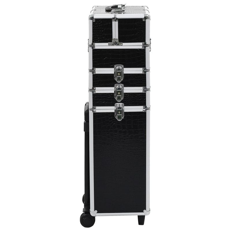 Valigia Trolley per Cosmetici Alluminio Nero Design Coccodrillo vidaXL