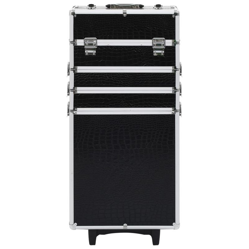 Valigia Trolley per Cosmetici Alluminio Nero Design Coccodrillo vidaXL