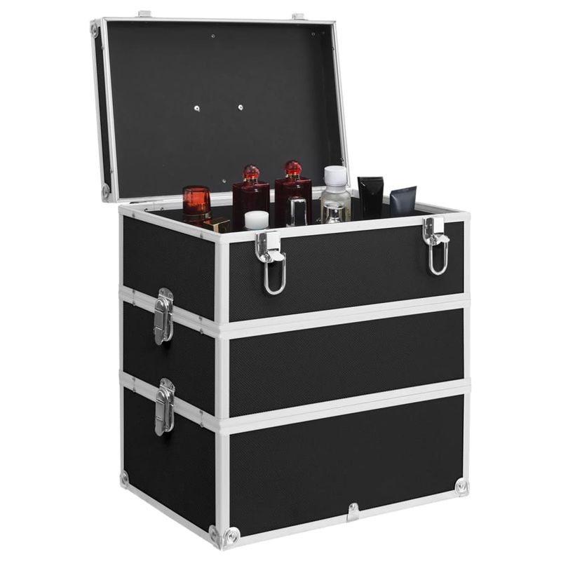 Valigia per Cosmetici 37x24x40 cm Nera in Alluminio vidaXL