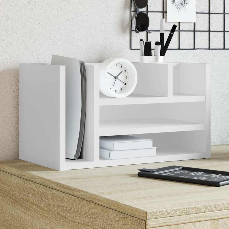 Organizer da Scrivania Bianco 44,5x24x25 cm Legno Multistrato vidaXL