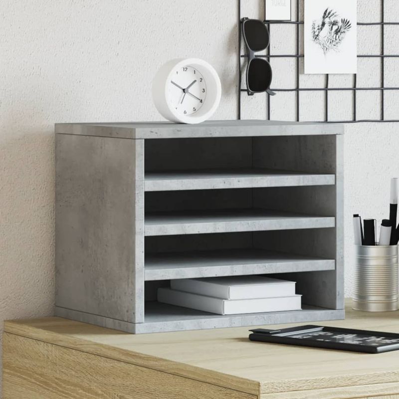 Organizer Scrivania Grigio Cemento 36x26x29,5 Legno Multistrato vidaXL