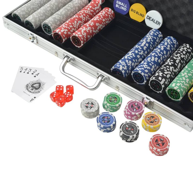Set da Poker con 500 Chips Laser in Alluminio vidaXL