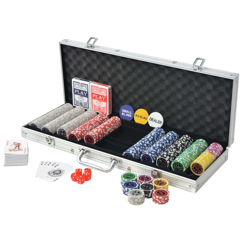 Set da Poker con 500 Chips Laser in Alluminio vidaXL