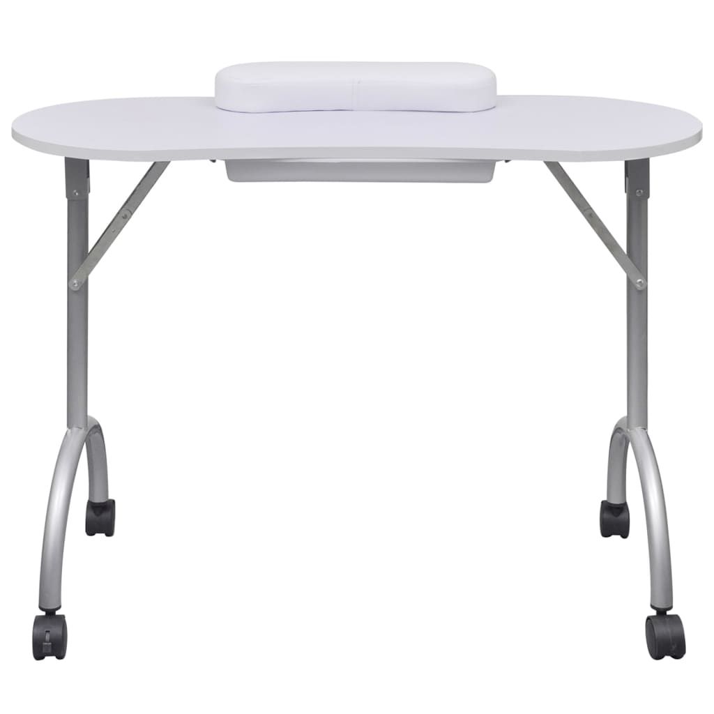 Tavolo Pieghevole per Manicure con Rotelle Bianco vidaXL