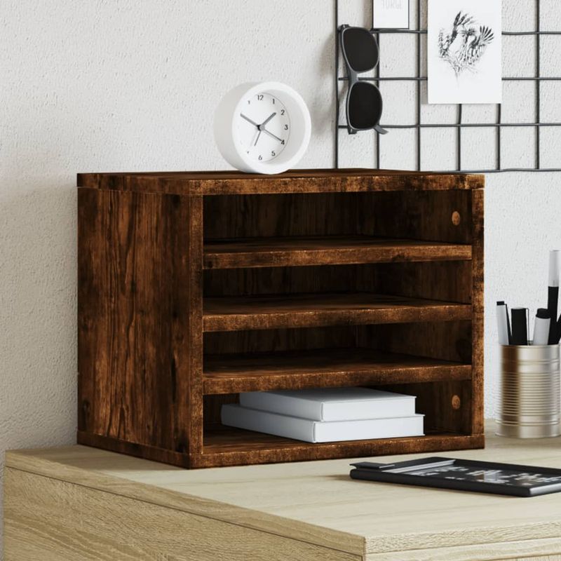 Organizer Scrivania Rovere Fumo 36x26x29,5cm Legno Multistrato vidaXL