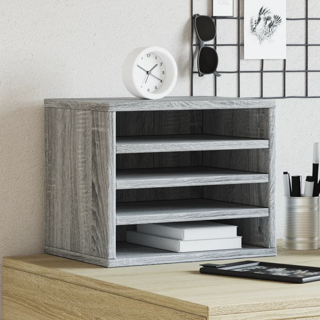 Organizer Scrivania Grigio Sonoma 36x26x29,5 Legno Multistrato vidaXL