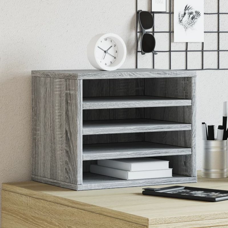 Organizer Scrivania Grigio Sonoma 36x26x29,5 Legno Multistrato vidaXL