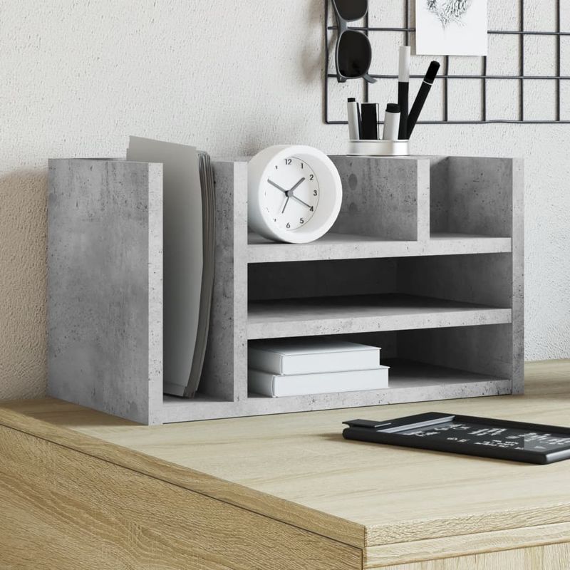 Organizer Scrivania Grigio Cemento 44,5x24x25 Legno Multistrato vidaXL