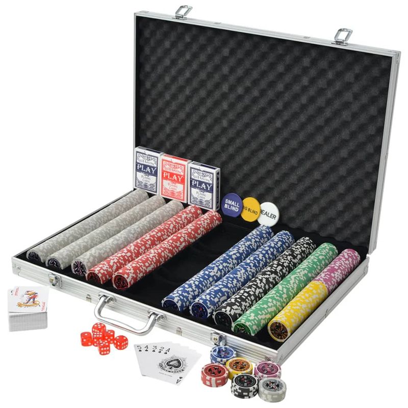 Set da Poker con 1000 Chips Laser Alluminio vidaXL