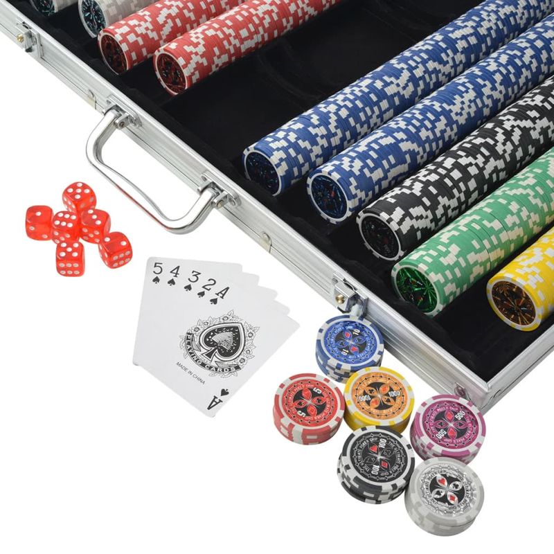 Set da Poker con 1000 Chips Laser Alluminio vidaXL