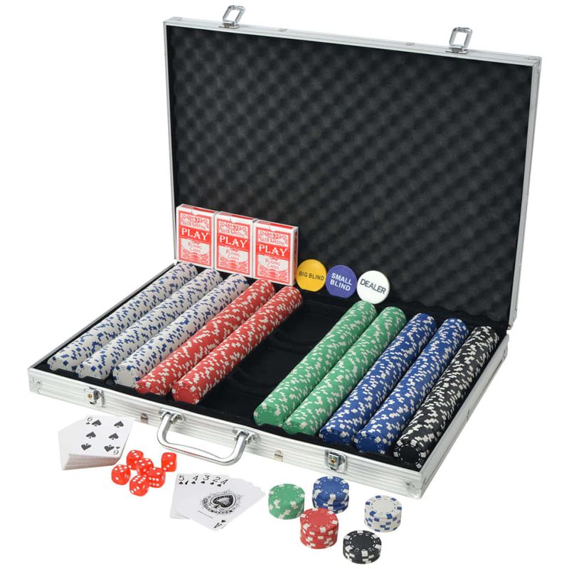 Set da Poker con 1000 Chips Alluminio vidaXL