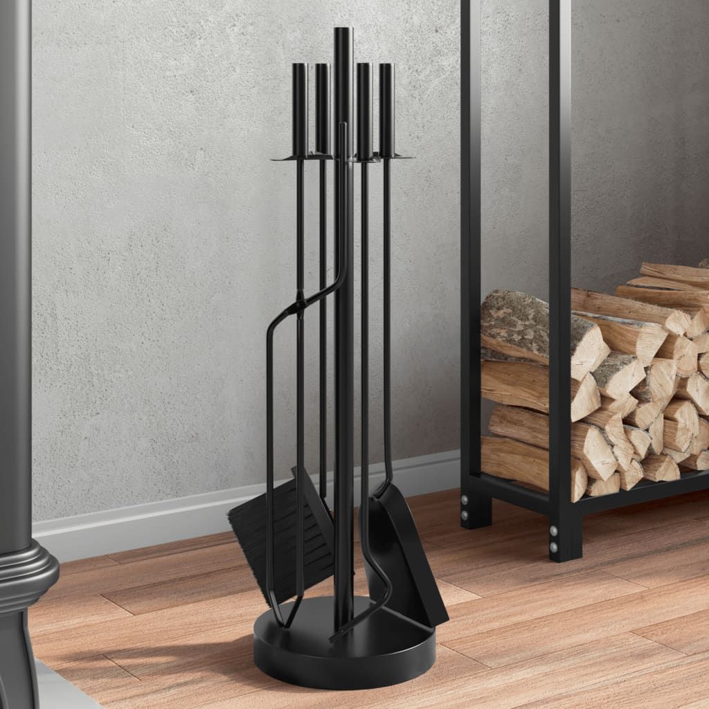 Set di attrezzi per camino 5 pezzi 18x66 cm in acciaio vidaXL