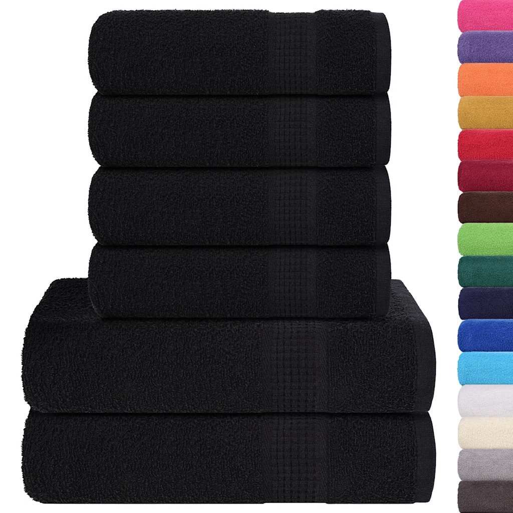 Set di asciugamani 6 pezzi FROGN Nero 360 g/m² vidaXL