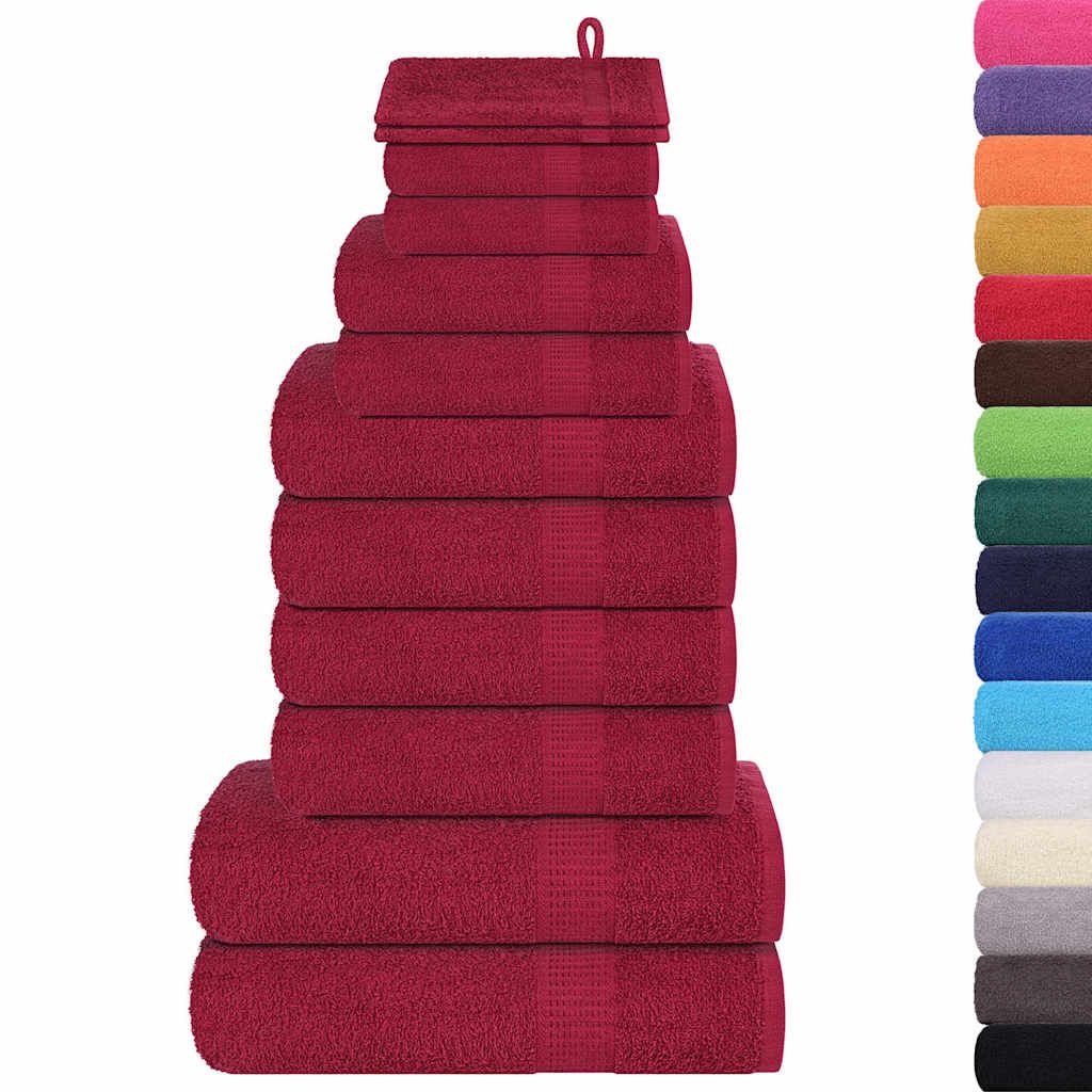 Set di asciugamani 12 pezzi FROGN Bordeaux 360 g/m² vidaXL