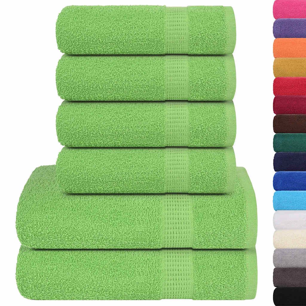 Set di asciugamani 6 pezzi FROGN Verde mela 360 g/m² vidaXL