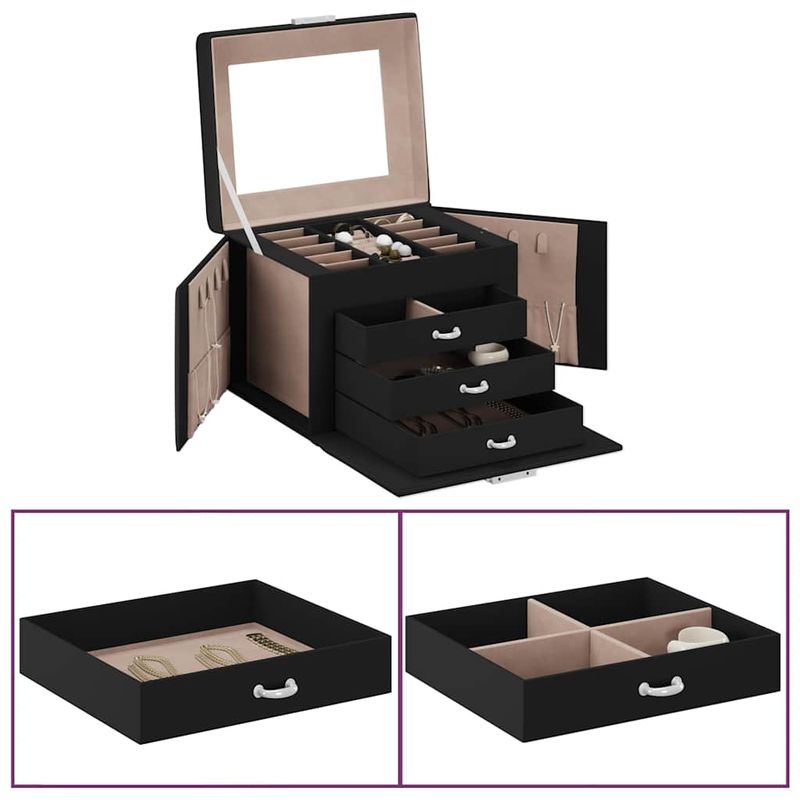 Portagioie a 4 Strati con Specchio Bloccabile 22,5x17,5x16,5 cm vidaXL