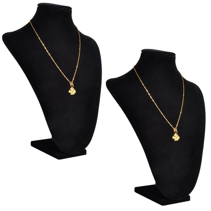 Busti Neri Portagioielli Collane 2 pz in Flanella 23x11,5x30 cm vidaXL